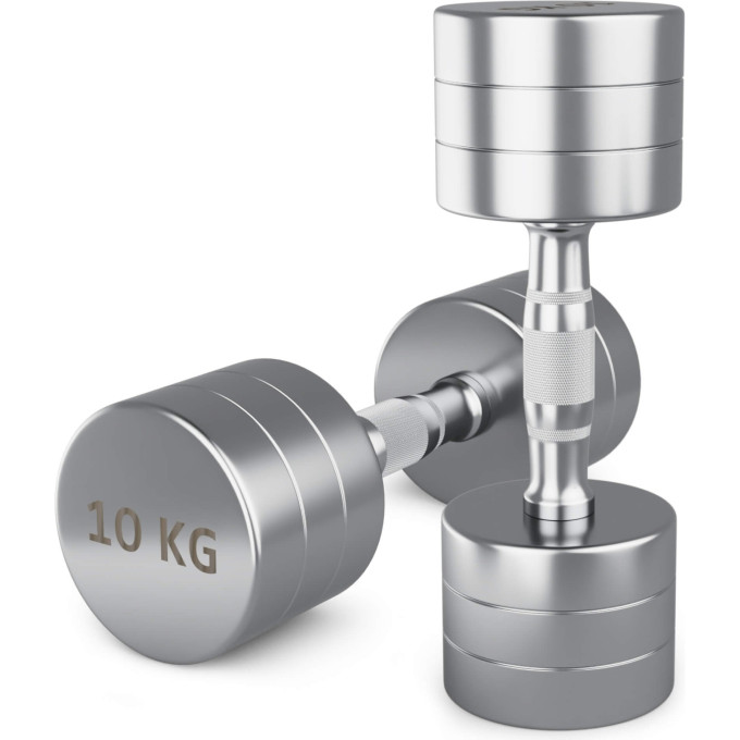 Гантель UNIX FIT PRO круглая хромированная 10 кг, 2 шт. DBRND10PCEx2